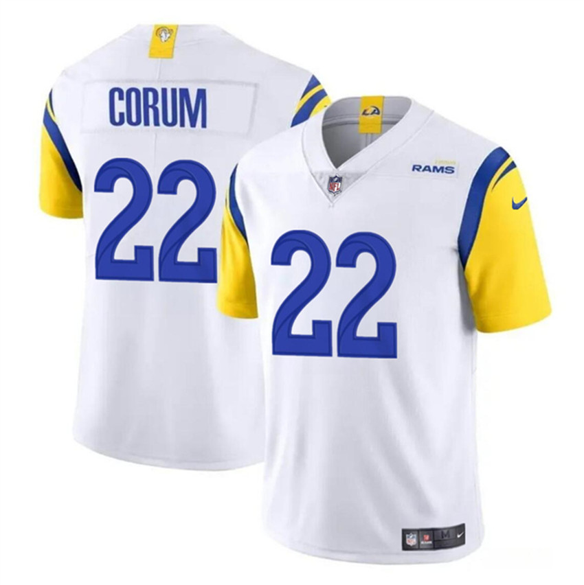 Men's White Los Angeles Rams #22 Blake Corum 2024 Draft Vapor Untouchable Stitched Football Jersey